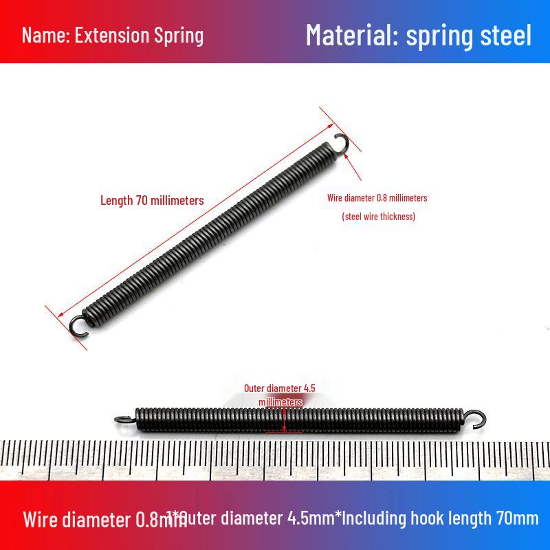 0.8mm Yellow Extension Spring with Hooks - Stapler Rebound Force 
