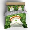 White Cat Holding Lucky Clover Printed Duvet Cover Set1 Duvet Cover+2 Pillowcasemulti Size Bedroom Bedding Decor Luxury Gifts