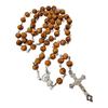 Wooden Rosary Beads Catholic Necklace 8mm Wooden Round Beads Jerusalem Rosary Cross Crucifix Virgin Mary Centerpiece with Certificate