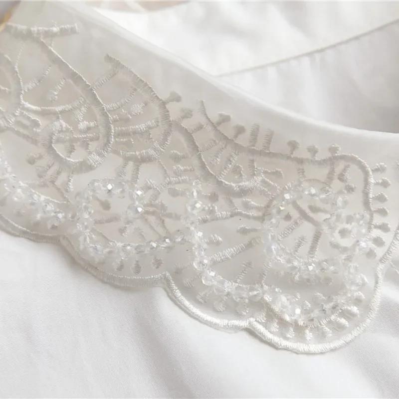 Korean Style Fake Collar for Womens Embroidered Autumn and Winter Decorative False Collar Half Shirt Detachable Collar Tie