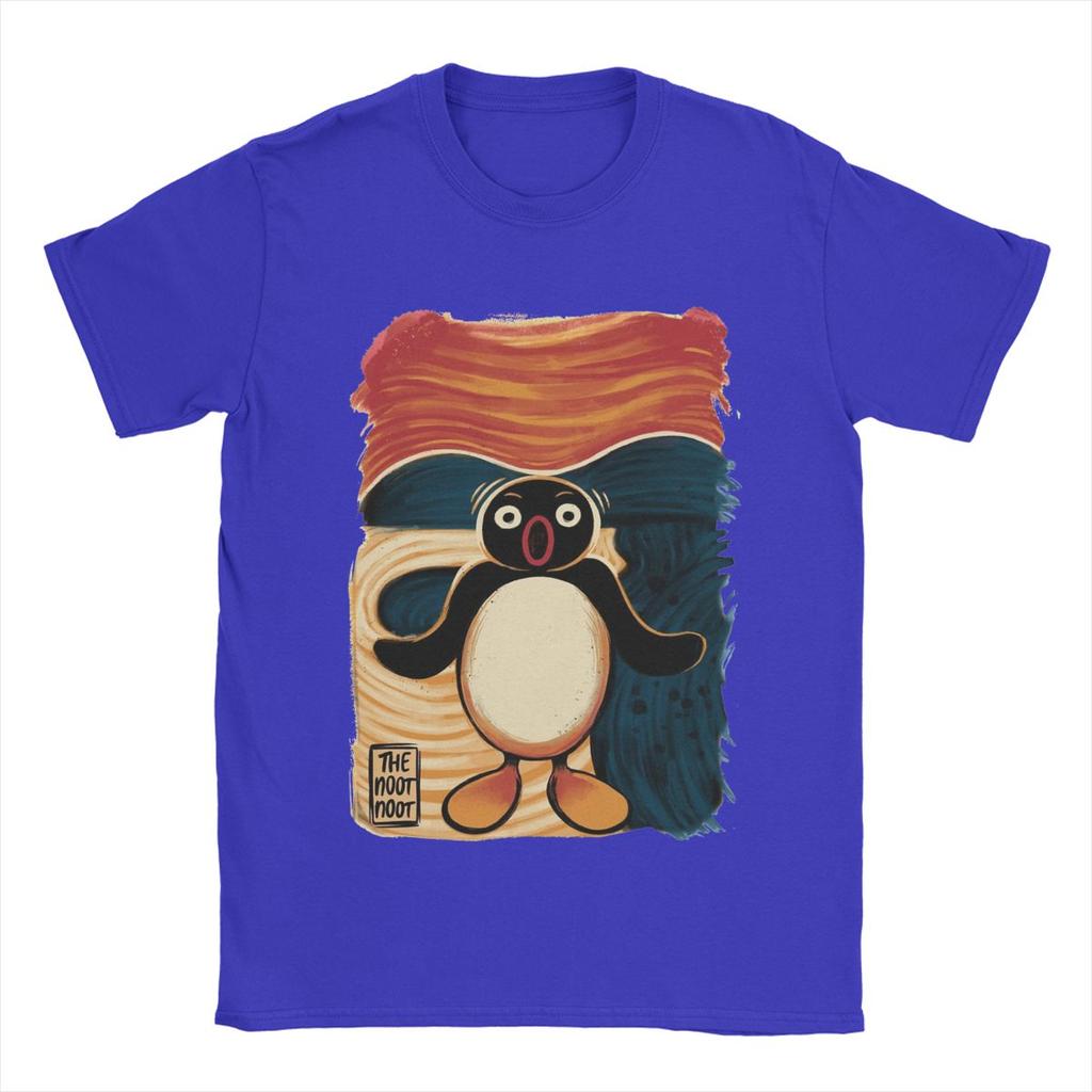 Noot Noot Scream Pingu T-Shirt Herren 100% Baumwolle Lustige T-Shirts Rundhals T-Shirt Kurzarm Tops Übergröße