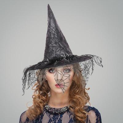 Halloweenský čarodějnický klobouk Síťovaný čarodějnický klobouk Party dekorace Rekvizity Čarodějnický klobouk Svátek duchů Pavouk Magický čarodějnický klobouk