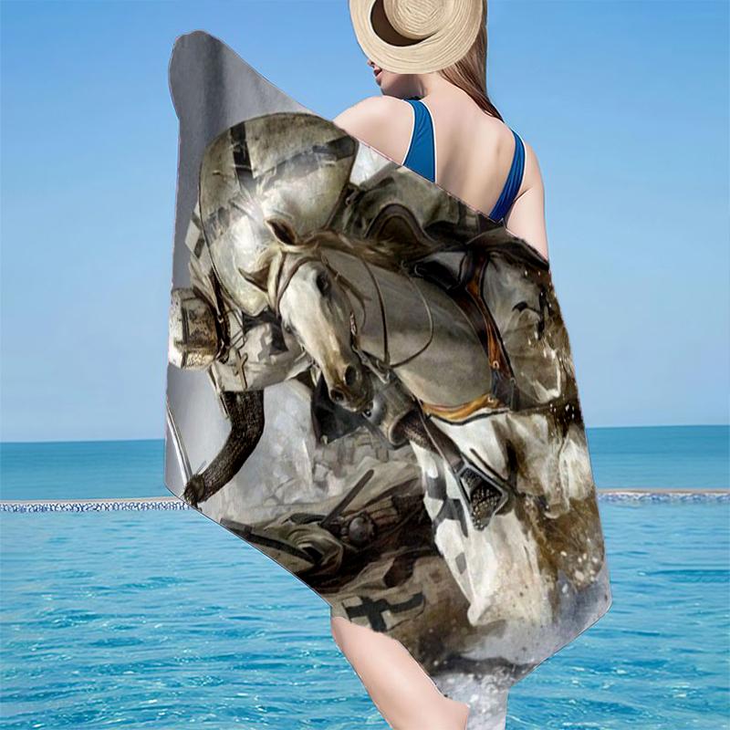 Knightly Warrior In Armor Beach Towel, Super Soft Microfiber, Gift for Her/Him, Birthday, for Pool, Beach, Travel, Home Decor Fan Gifts