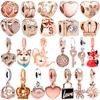 2026 NEW Fit Silver Bracelet DlY Women Jewelry Gift Europeans Rose Gold Original Flower Charms Clip Heart Family Dangle Fox Bead