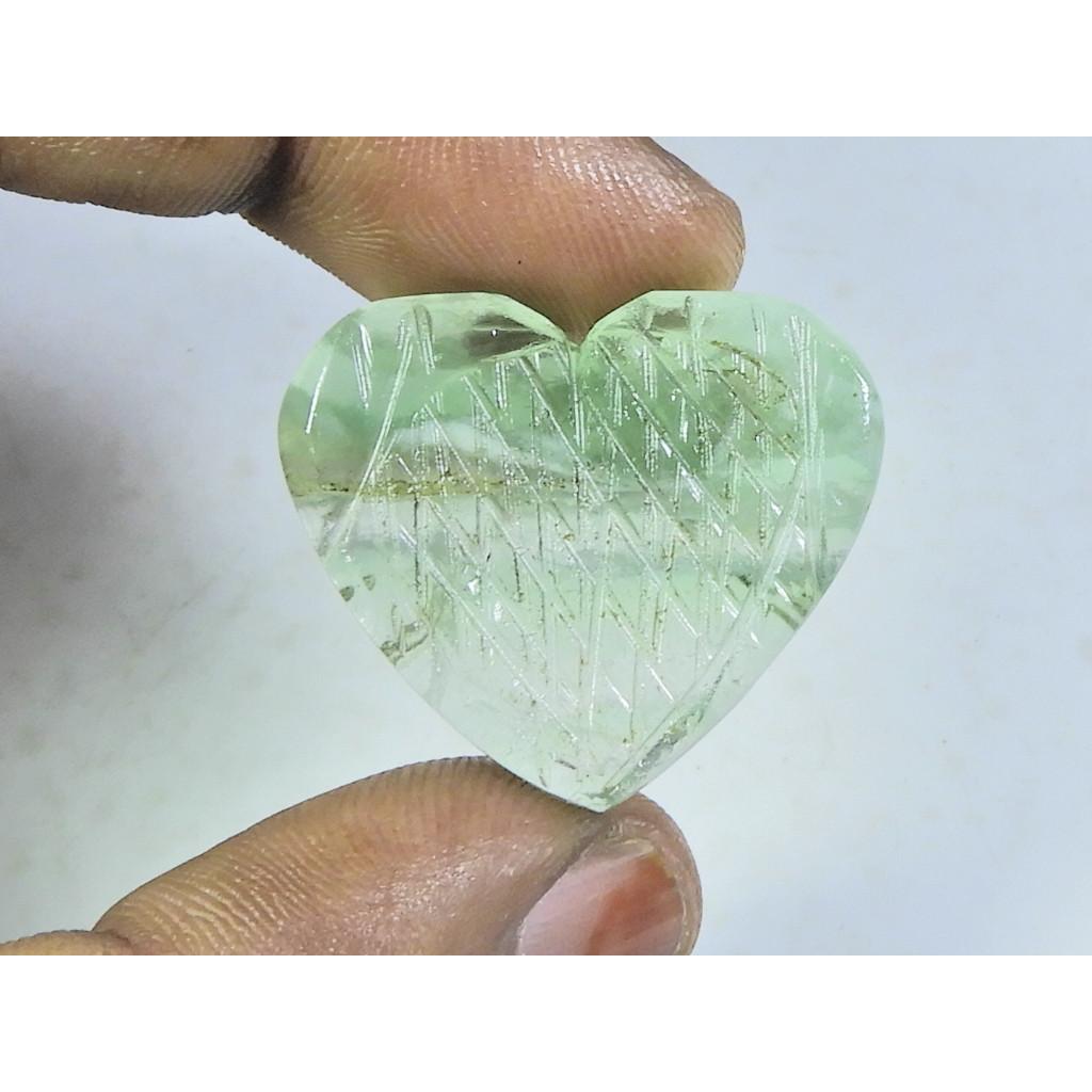 41Cts.Natural Fluorite Carving Heart Shape Cabochon Loose Gemstone 29X25X6MM B-119