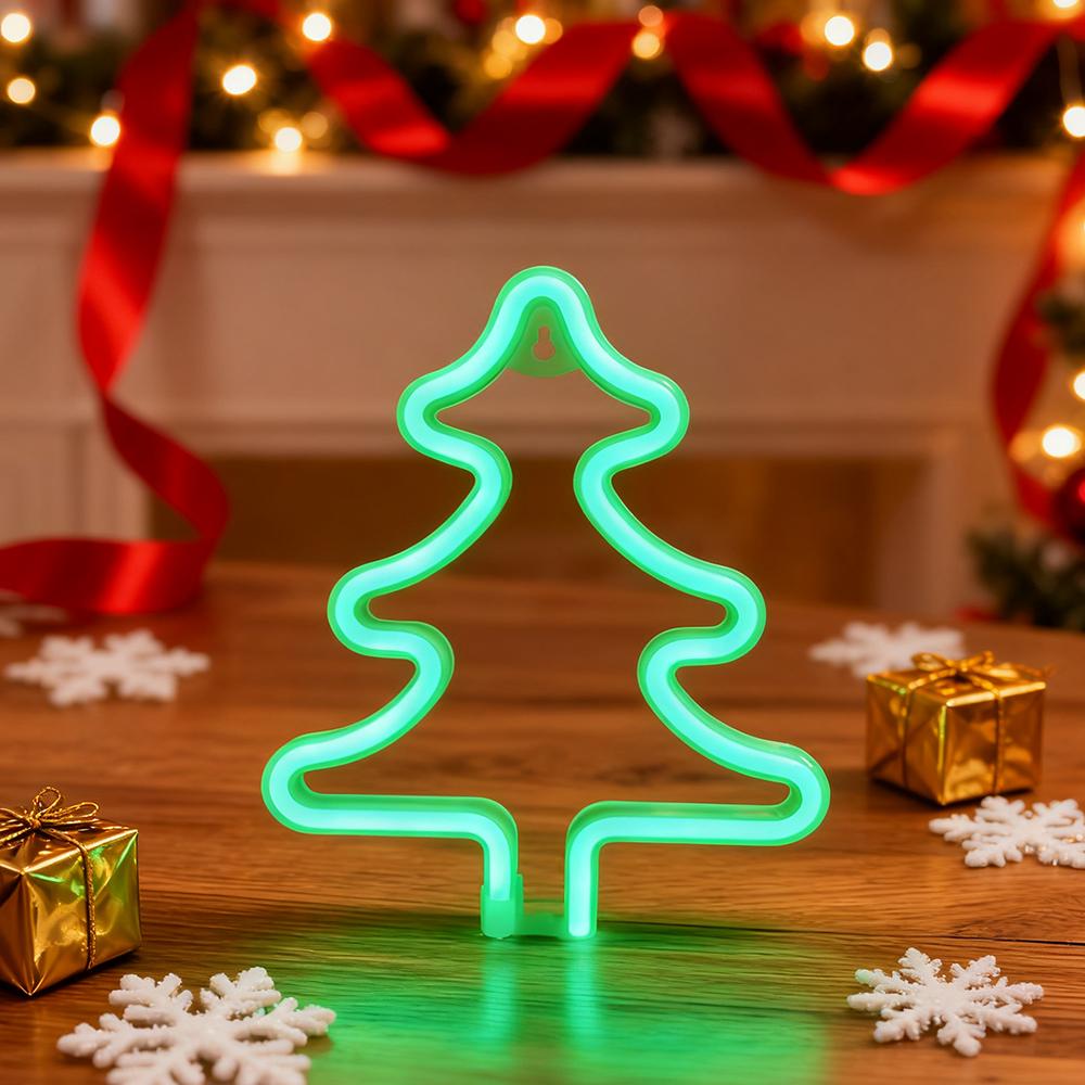 1PC LED Neon Light Christmas Decorative Light Wall Lights Night Light for Home Bar Wall Party Decoration(Batteries not included)