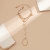 Kpop Multilayer Imitation Pearl Link Chain Connected Finger Ring Bracelets Women Wed Bridal Hand Harness Bracelet Couple Jewelry
