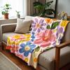 Pastel Tropical Hibiscus Floral Cartoon Anime Print Flannel Blanket Soft Warm Throw for Kids Bedroom Sofa Christmas Office Car