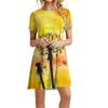 Women's Summer Sunflower Print Loose Crewneck Short-sleeved Dress
