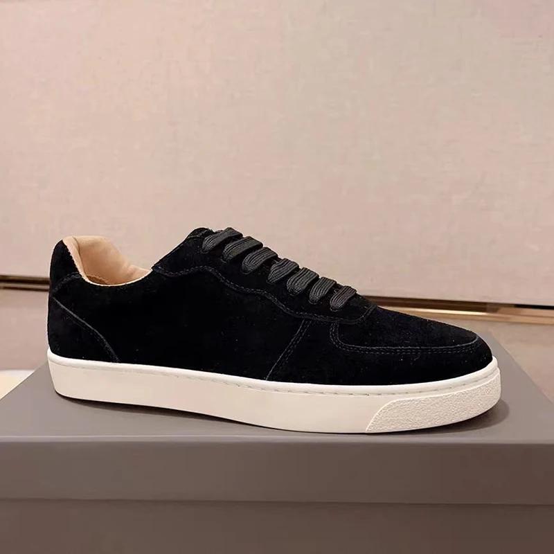 

Премиальные мужские замшевые повседневные туфли Осень Зима Уютные Износостойкие Мягкая подошва Низкие кеды Роскошный стиль Old Money 39 чёрный