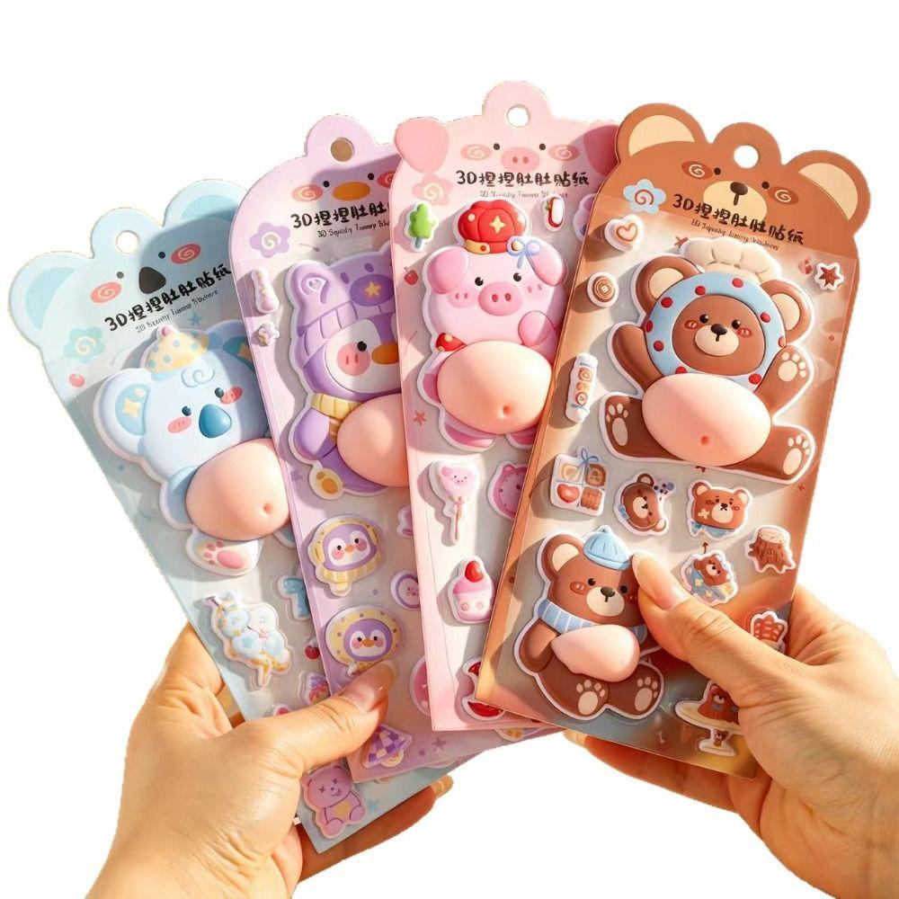 Silicone Foam Animal Belly Squishy Stickers 3D DIY Scrapbook Decor Stress Relief Decals for Kids