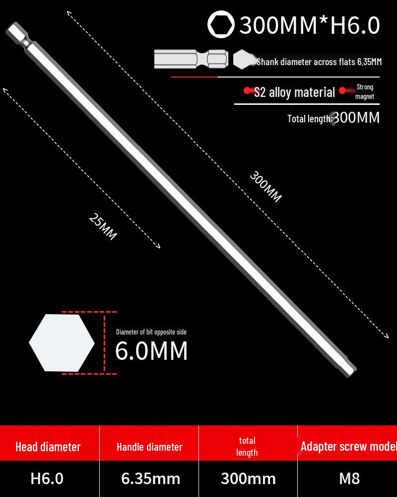 Hexagonal Driver Bit Extension for Screwdriver and Drill