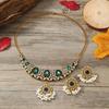 European Ethnic Tassel Gemstone Necklace & Earring Set: Light Luxury Pearl Crystal Clavicle Chain for Women's Travel Photography