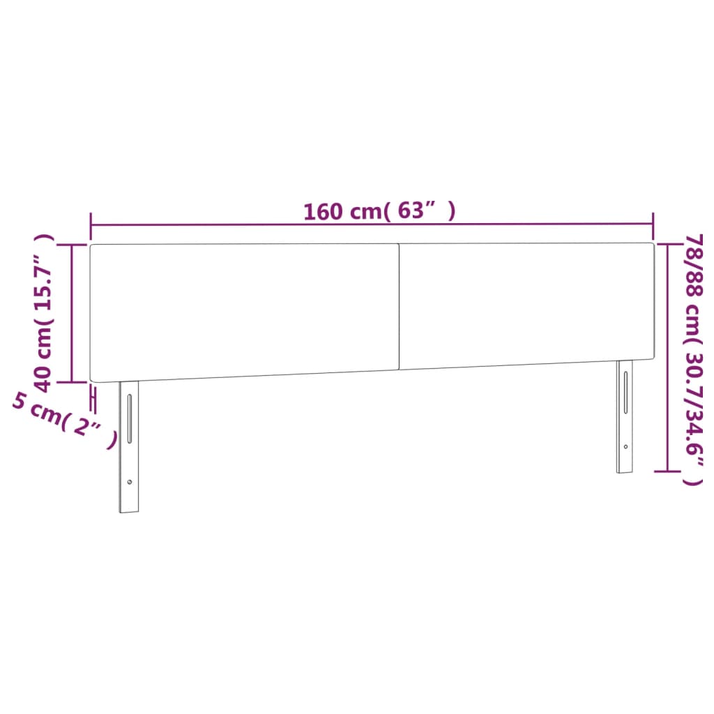 Vidaxl Zagłówek Do Łóżka Z Led, Czarny, 160X5X78/88 Cm, Aksamit