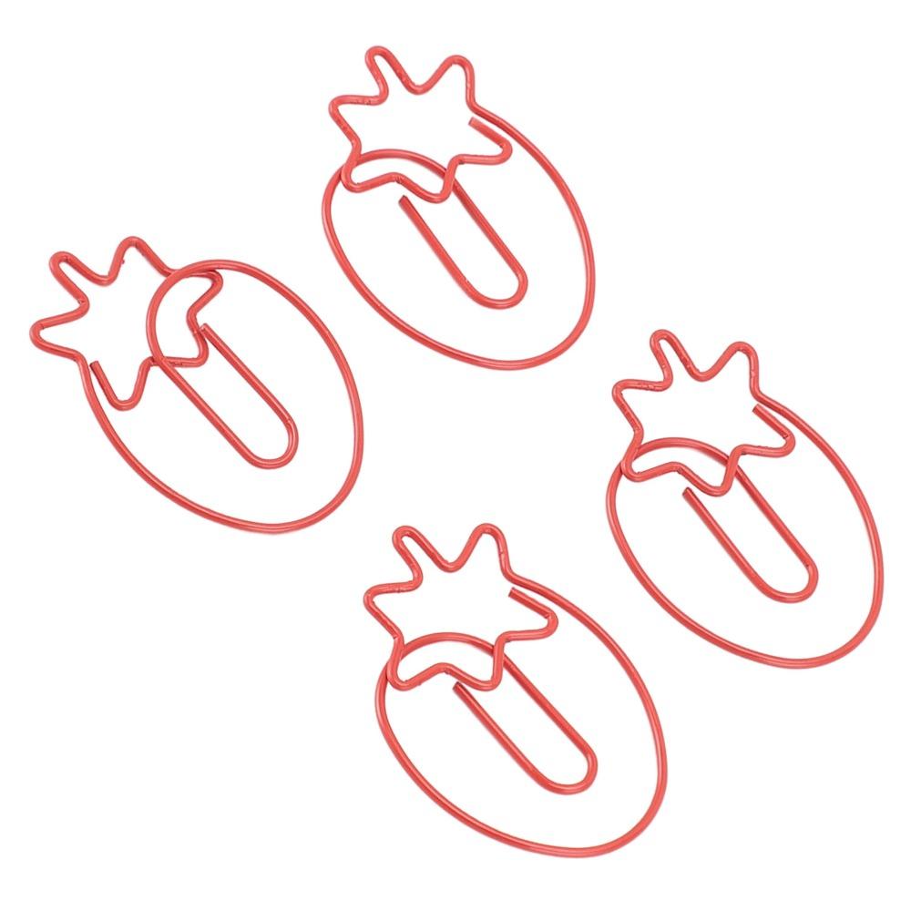 100 Pcs Cute Fruit Strawberry Paper Clips Strawberry Shape Metal Paper Clips  Book Marking
