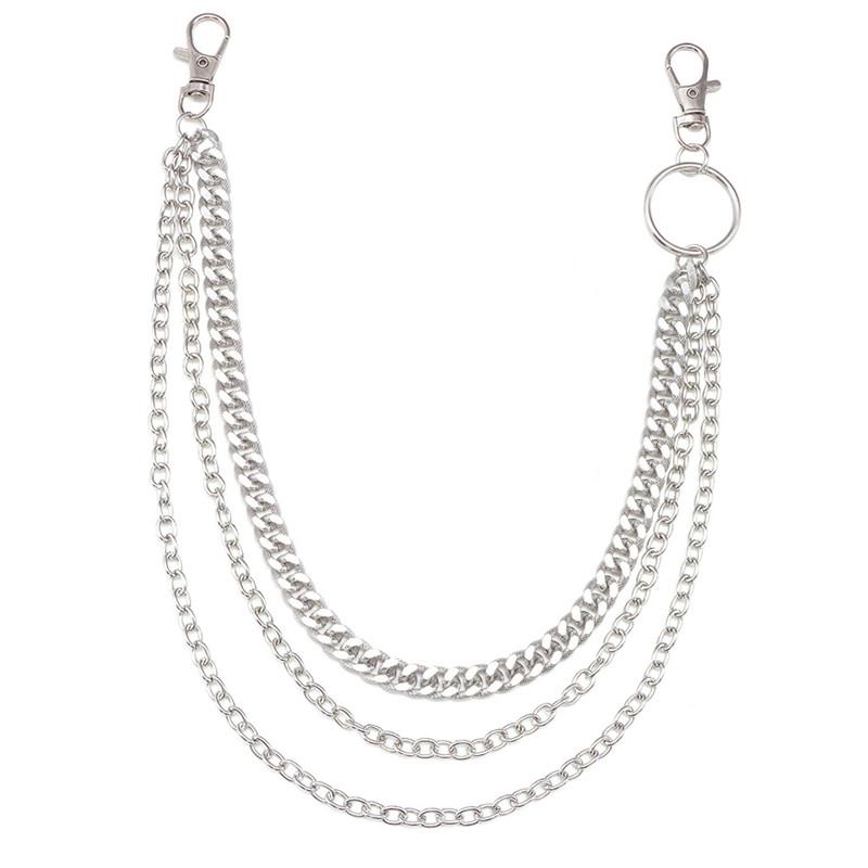 Layer 3 Punk Style Metal Fashion Jeans Chain Accessories Pendant Versatile Pants Key Chain Hip-Hop Waist Chain
