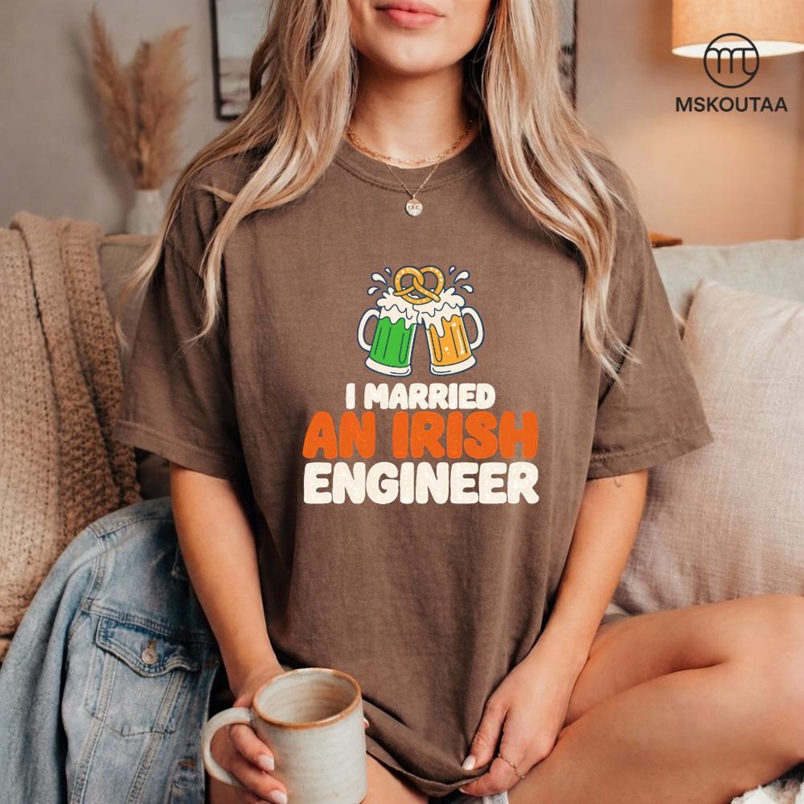 Funny Irish Engineer Shirt I Married An Irish Engineer T-Shirt, St Patricks Day Husband Gift, Engineer Wife Graphic Tee XL