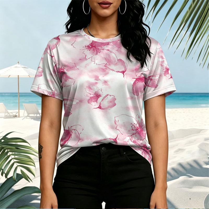 Women's Floral Short Sleeve Top Soft, Breathable, Versatile for Daily Wear & Weekend Getaways