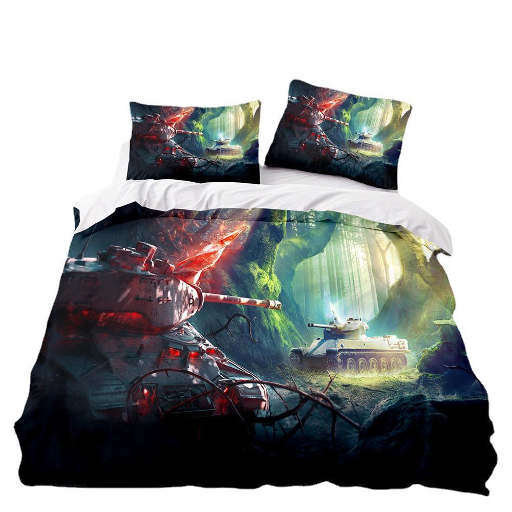 Home Textile Tank Series Digital Printing Three-Piece Set 3D Digital Printing Bedding Three-Piece Set Customization