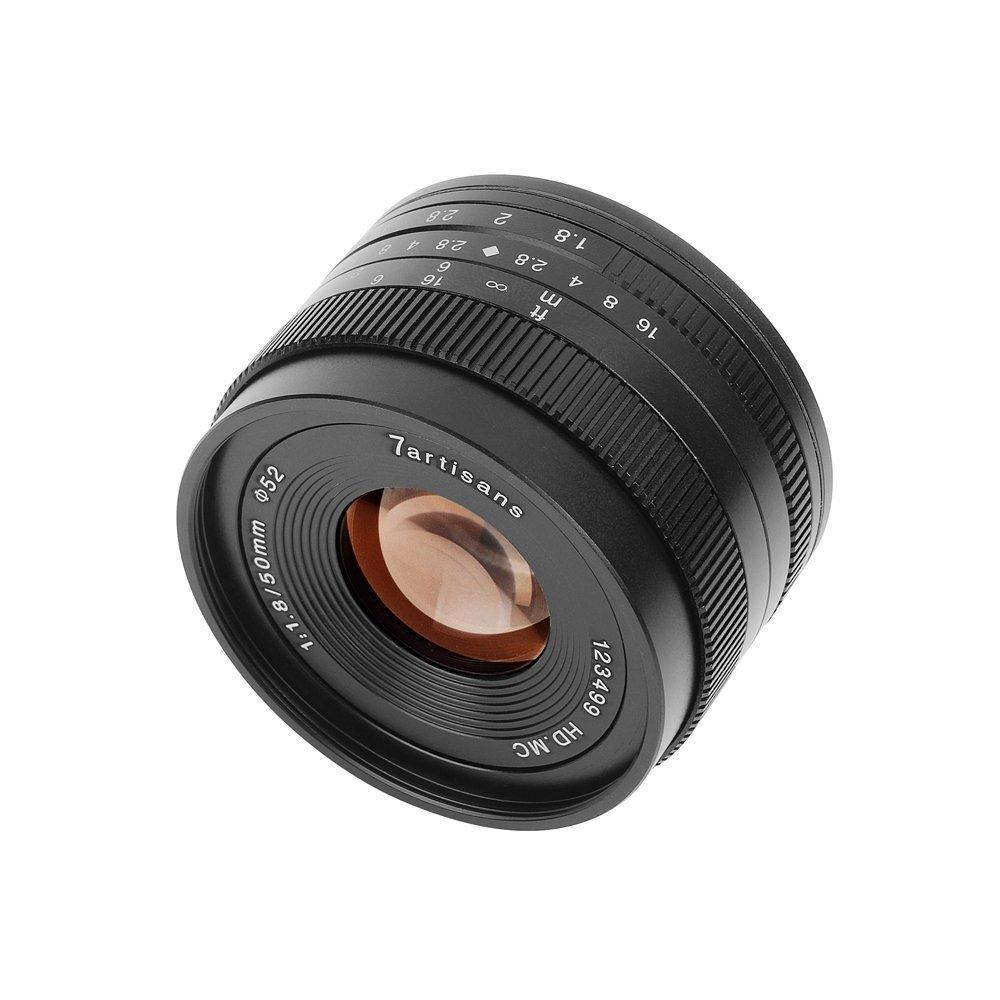 7artisans 50mm Manual Focus Lens Widely Fits Compact Mirrorless Cameras Fuji XM2 X Black F1.8 APS-C X-A1 X-A10 X-A2 X-A3 A-AT X-M1 X-T1 X-T10 X-T2