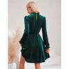 Samtkleid für Damen Winter Casual Hoher Hals Samt Einfarbig Schlanke Taille Kleid Herbst Winter Promi Partykleider