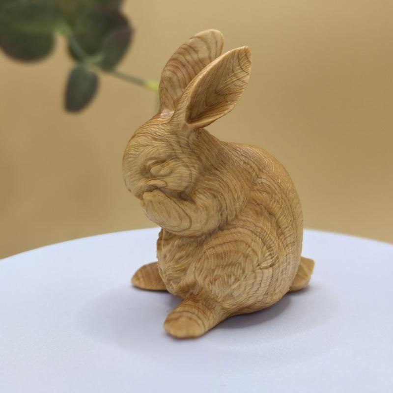 Cute wooden carving Zodiac rabbit tabletop decoration Home decoration student gift for classmates Christmas GIFs