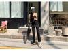 Same-Day Shipping: Cozy Korean Fashion Set – Soft Black Camisole + Relaxed Fit Long Pants