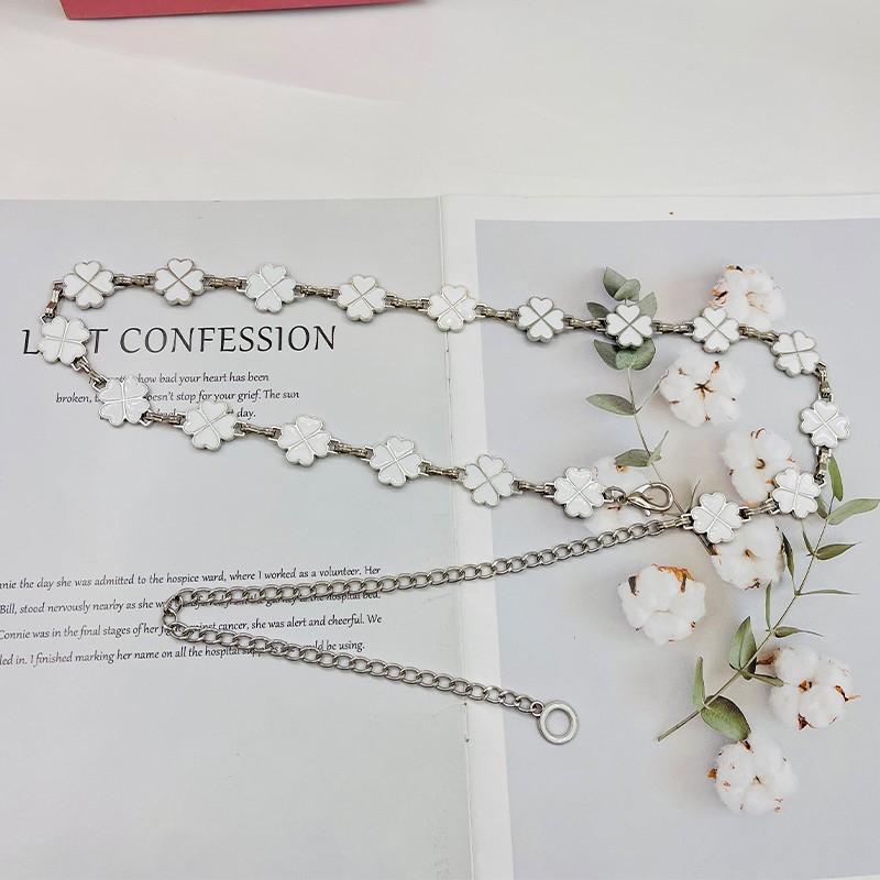 Metal Waist Chain For Women With Four Leaf Clover Pendant Summer Fashion Accessory