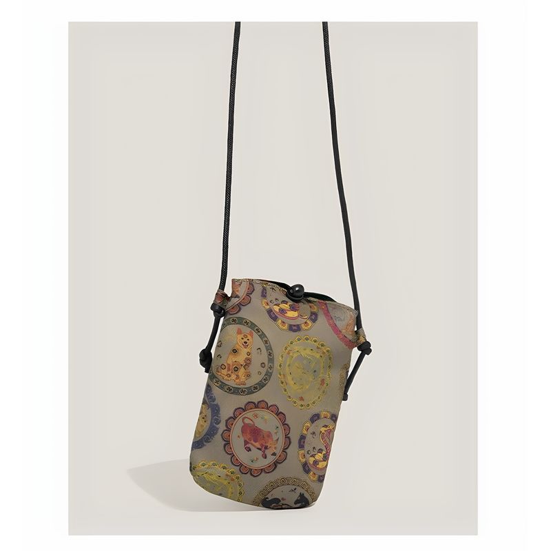 

2025 Новое поступление Сумка для мобильного телефона из пряжи Сянъюнь Женская в традиционном китайском стиле Мини-сумка-мессенджер для ходьбы Малая сумка через плечо в стиле Ins для всего Zodiac [send pendant]]