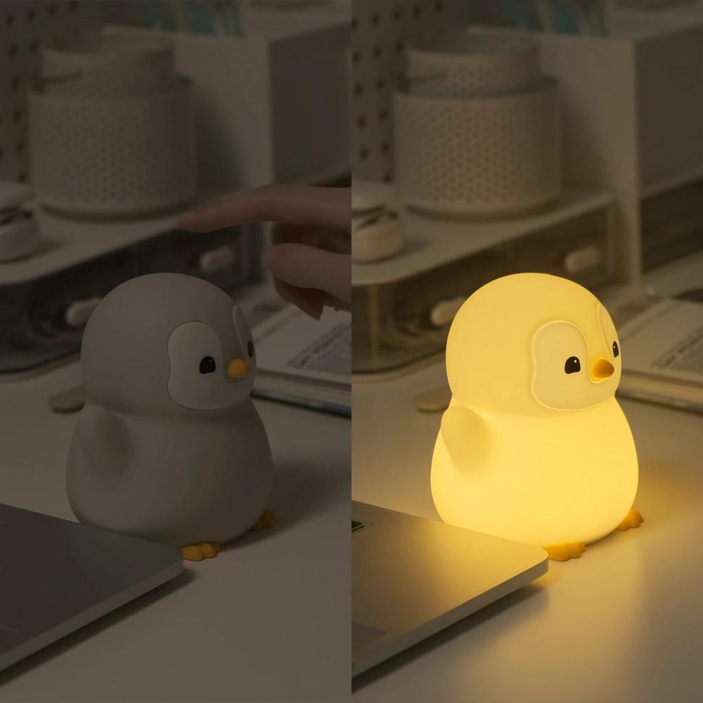 Novelty Penguin Nursery Night Light For Kids Room Rechargeable Sleeping Beside Night Lamp For Breastfeeding Toddler Decoration