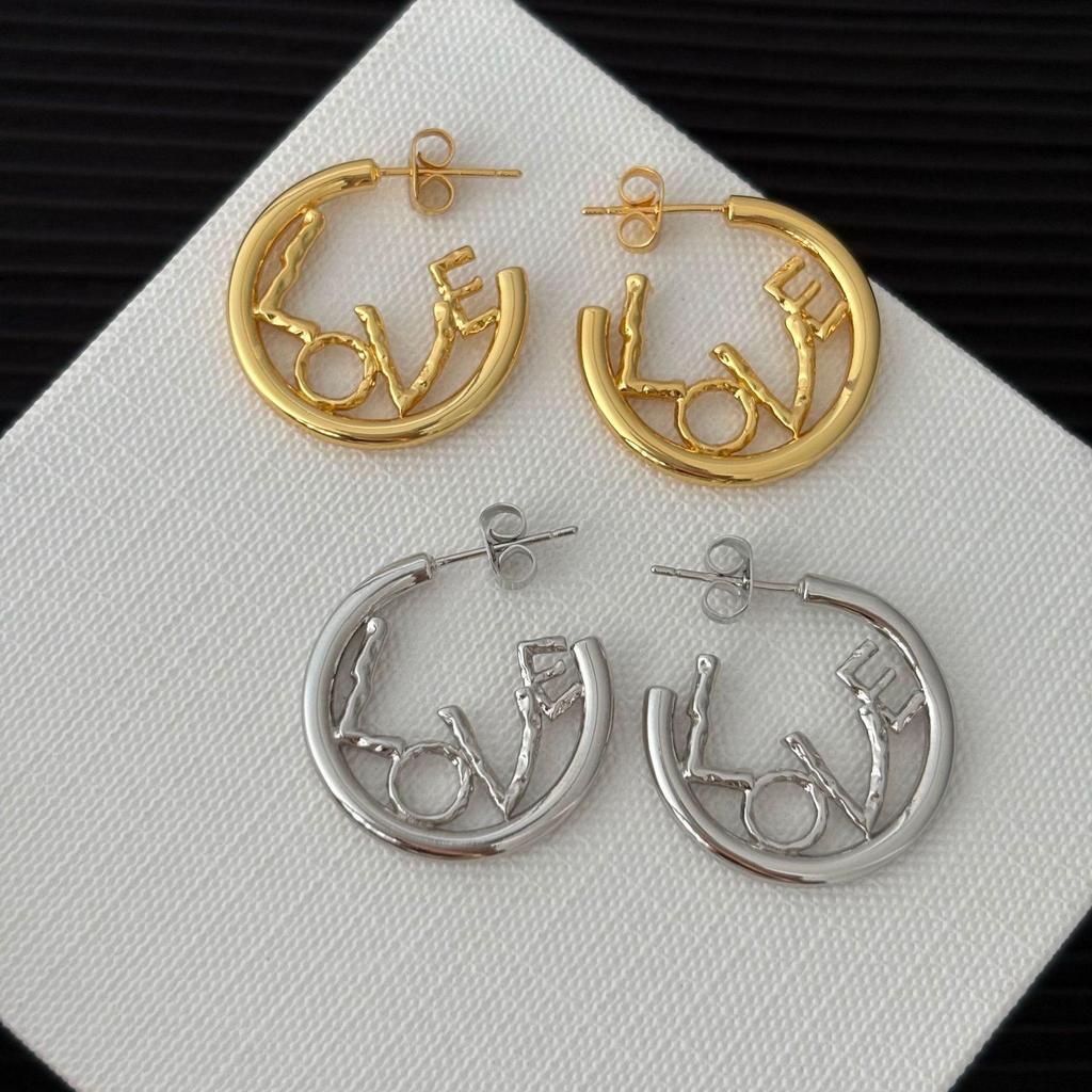 French American LOVE Letter Round Earrings: Elegant & Versatile High-End Fashion