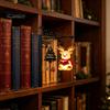 Unique Office Desk Decor Christmas Book Shelf Light, Iron Bookend Night Lamp with Santa Cozy Reading Corner Reindeer Snowman, Warm Glow Tabletop