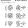 Hypoallergenic Silver Stud Earrings for Women Cubic Zirconia Halo Round Heart Square Diamond Large Silver Stud Set Earring