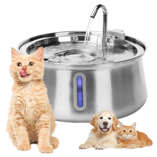 Cat Water Fountain Stainless Steel Automatic Water Fountain with Multiple Filtration 4L/135oz Quiet Dog Fountain with Water Level Window