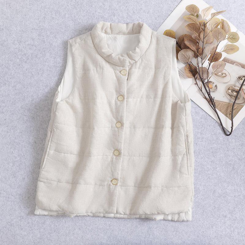 

Versatile Retro Cotton Vest: Warm & Thick for Autumn/Winter 2025 XL льняной