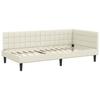 L Shaped Bed Frame with Headboard Cream Color 90 Cm X 190 Cm Velvet