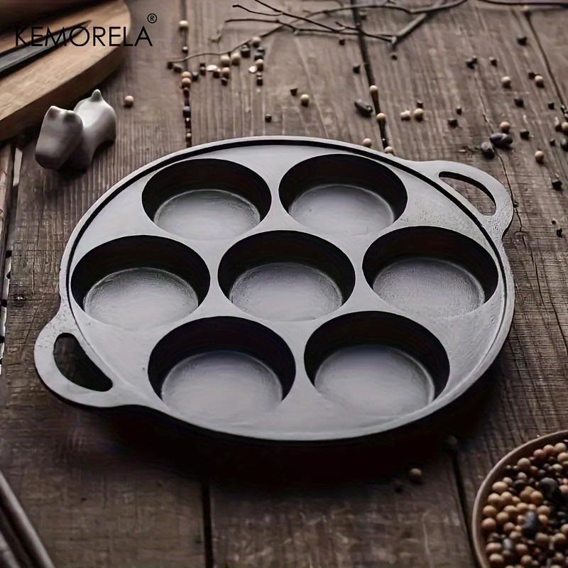 7-Hole Cast Iron Skillet Non-Stick Omelet Pan Egg Pancake Steak Breakfast Maker Kitchen Cooking Utensil