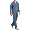 Men's Comfortable Button-Down Pajama Set Long Sleeve Loungewear for Sleep and Home