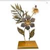 Metal Floral Table Decor Gold & Grey Flower Sculpture Modern Flower Centerpiece Elegant Home Decor Accent Desk Shelf, Living Room Decoration