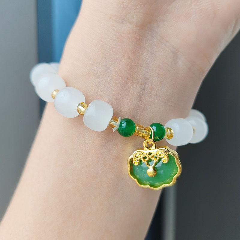 Jade beads small peach blossom woven bracelet female minority design students best friend gift beads bracelet knitting