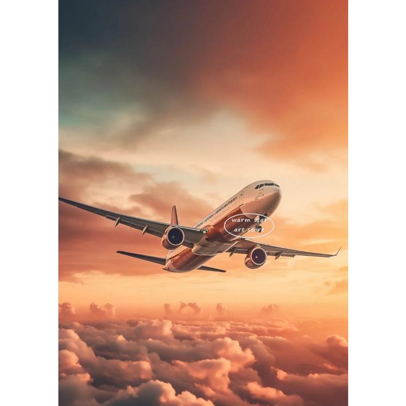 Sunset Aviation Airplane Canvas Painting  Poster Picture Wall Art HD Print Pictures No Framed Pilot Room Decoration Cuadros