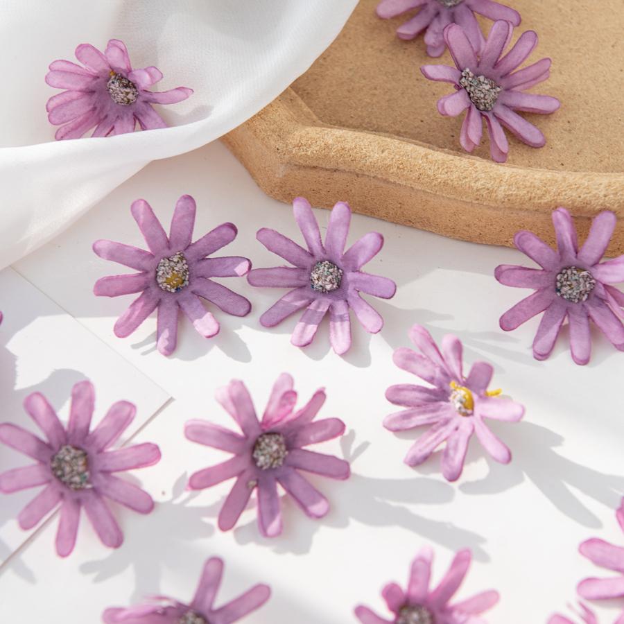 100Pcs 4Cm Fake Silk Daisy Head Wedding Party Christmas Crafts Wreath Home Decoration Diy Candy Box Scrapbook Artificial Flowers