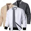 Mens Long Sleeve Zipper Jacket Coats Stand Up Sweatshirts Outdoor Streetwear Autumn Warm Solid Color Baseball Jacket Men