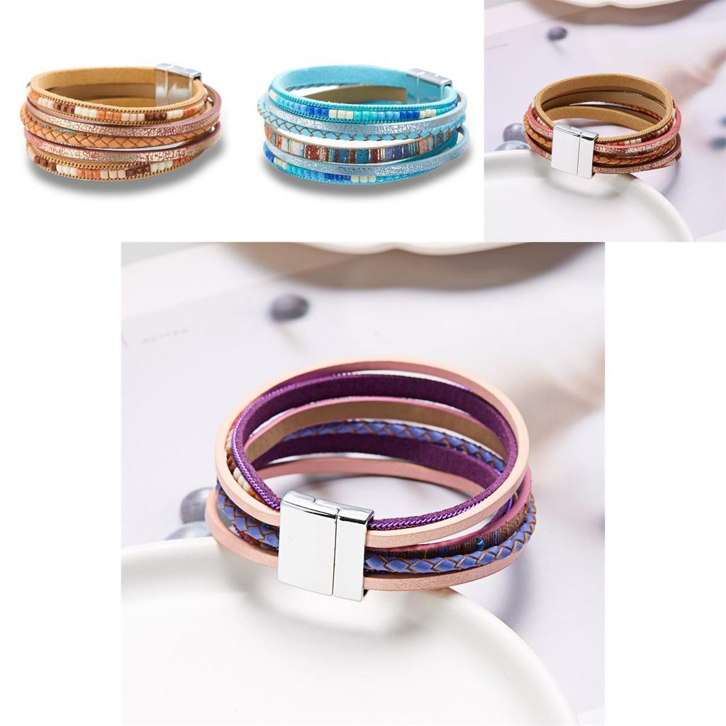 Bohemian Handwoven Leather Bracelet With Geometric Shape For Casual Wear