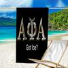 proof beach towel with a Alpha Phi Alpha logo pattern - soft,absorbent,quick-drying,machine washable - perfect for swimming,camping,bathing