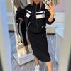 Abito Felpa da Donna a Blocchi di Colore con Strisce Bianche che Copre i Fianchi Set da 2 Pezzi Giacca con Zip Casual da Donna Completo Abito