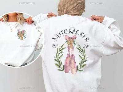 Der Nussknacker Ballett Frau Mann Sweatshirt Balletttänzer Geschenk Weihnachten Herbst und Winter Kapuzenpullover Überschnittene Schulter Warm Langarm