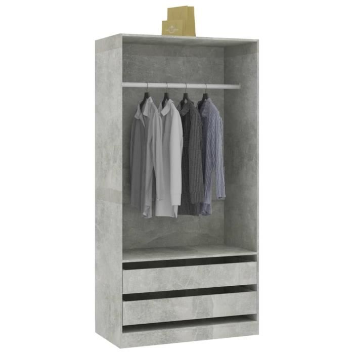 VidaXL Garde-robe Gris béton 100x50x200 cm Bois d'ingénierie 800607