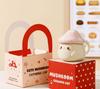 INS Style Mushroom Ceramic Coffee Mug with Lid, Cute Kawaii Tea Cup, Funny Animal Drinkware for Home Office