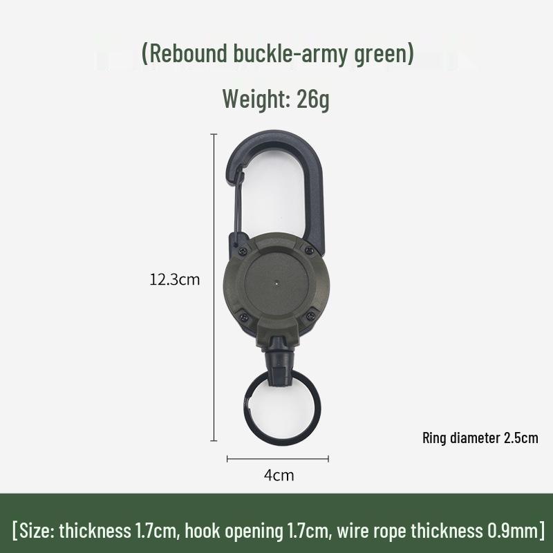 Outdoor Camping Tactical Easy-Pull Telescopic Keychain with Multi-Function Rebound Anti-Lost Wire Rope.
